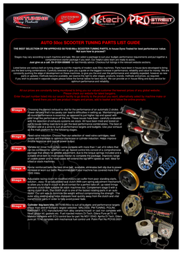 AUTO 50Cc SCOOTER TUNING PARTS LIST GUIDE