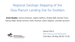 Regional Geologic Mapping of the Oxia Planum Landing Site for Exomars