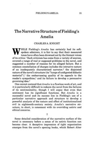 The Narrative Structure of Fielding's Amelia