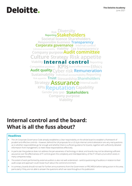 Internal Control and the Board: What Is All the Fuss About?