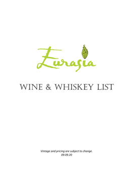 Wine & Whiskey List