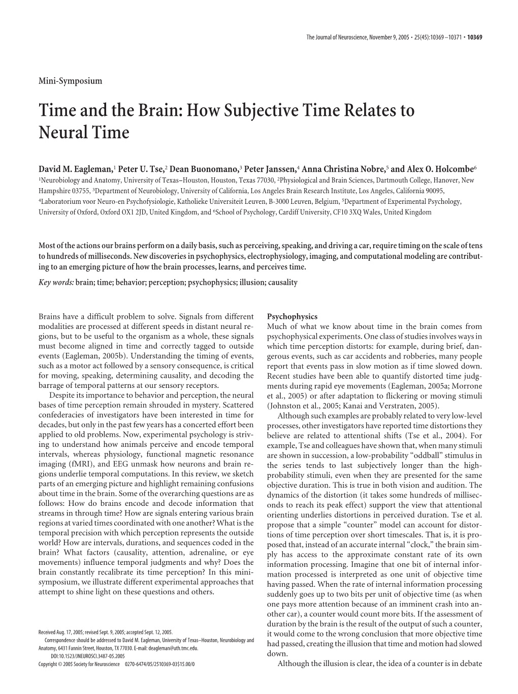 Time and the Brain: How Subjective Time Relates to Neural Time