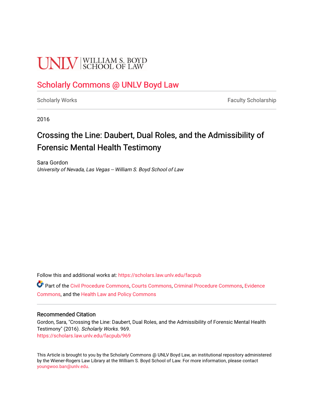 Daubert, Dual Roles, and the Admissibility of Forensic Mental Health Testimony