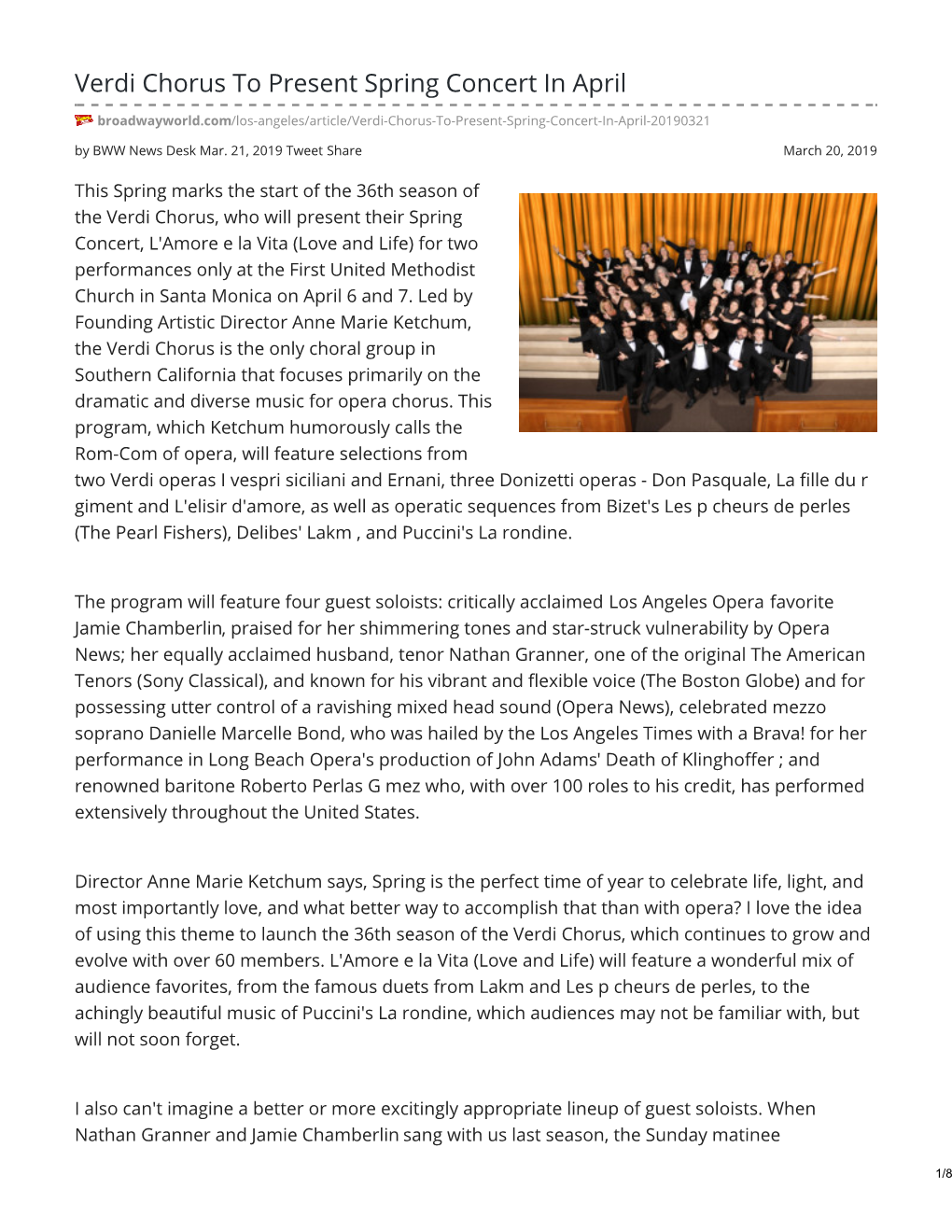 Verdi Chorus to Present Spring Concert in April