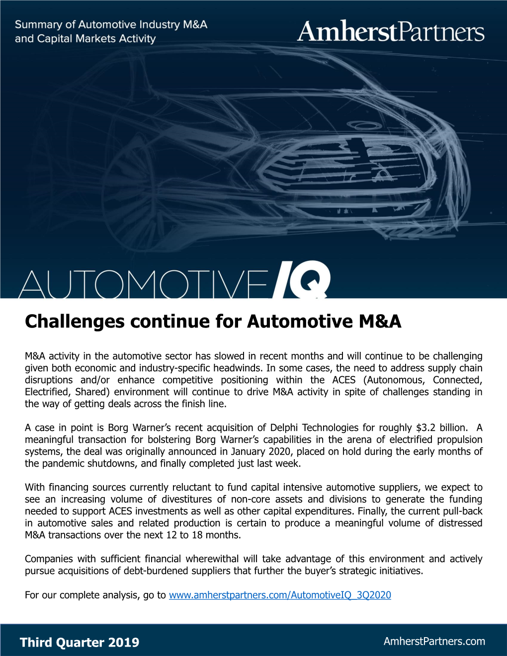 Challenges Continue for Automotive M&A