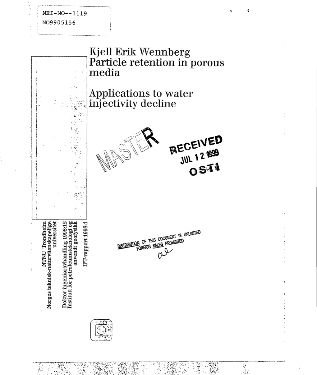 Particle Retention in Porous Media: Applications to Water Injectivity Decline