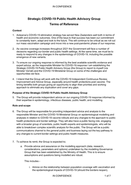 Strategic COVID-19 Public Health Advisory Group Terms of Reference