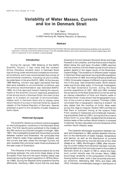 Variability of Water Masses, Currents and Ice in Denmark Strait