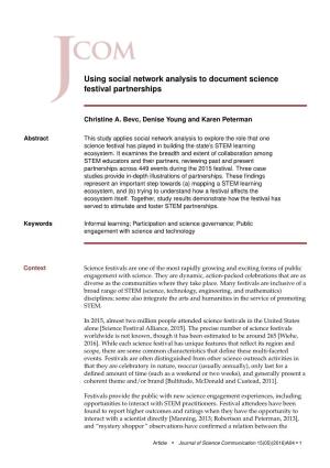 Using Social Network Analysis to Document Science Festival Partnerships