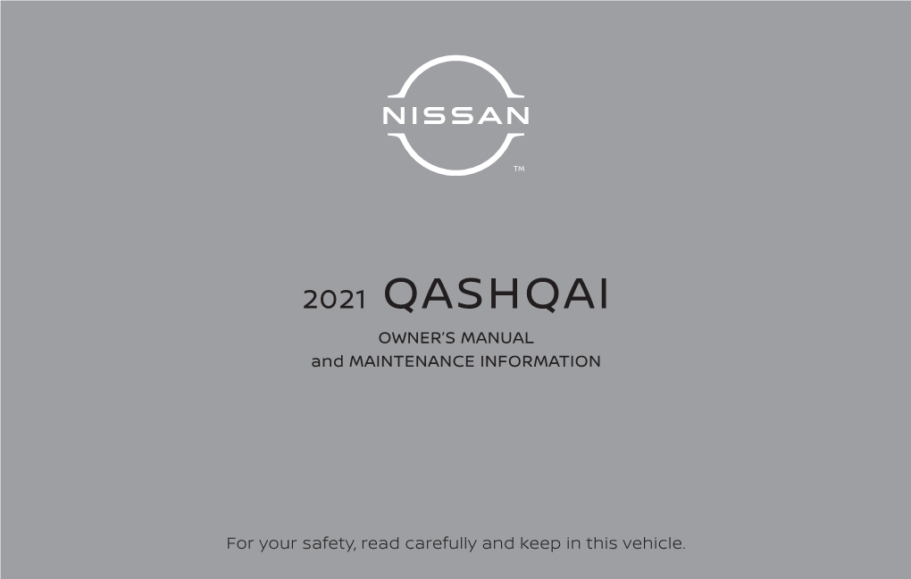 2021 Nissan Qashqai Owner's Manual and Maintenance Information