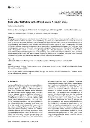 Child Labor Trafficking in the United States: a Hidden Crime