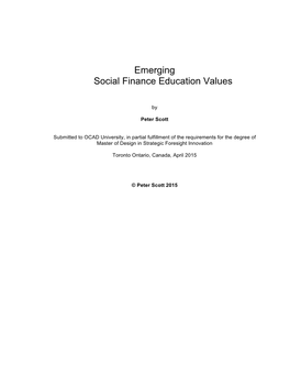 Emerging Social Finance Education Values