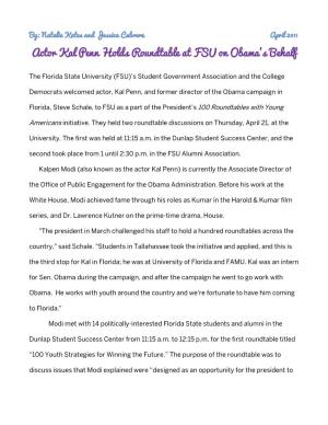 Actor Kal Penn Holds Roundtable at FSU on Obama's Behalf