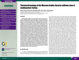 Thermochronology of the Miocene Arabia-Eurasia Collision Zone of Southeastern Turkey GEOSPHERE; V