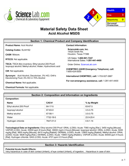 Material Safety Data Sheet Acid Alcohol MSDS