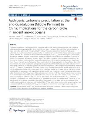 Authigenic Carbonate Precipitation at the End-Guadalupian