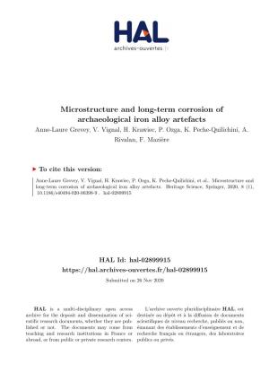 Microstructure and Long-Term Corrosion of Archaeological Iron Alloy Artefacts Anne-Laure Grevey, V