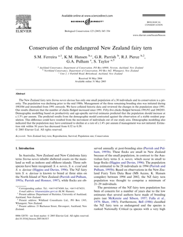 Conservation of the Endangered New Zealand Fairy Tern