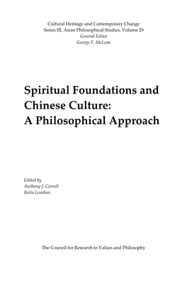 Spiritual Foundations and Chinese Culture: a Philosophical Approach