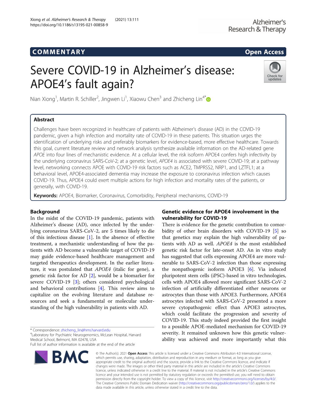 Severe COVID-19 in Alzheimer's Disease