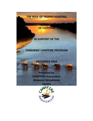Role of Trophy Hunting of Elephant in Support of the Zimbabwe Campfire Program