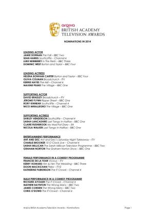 Final TV Nomination List