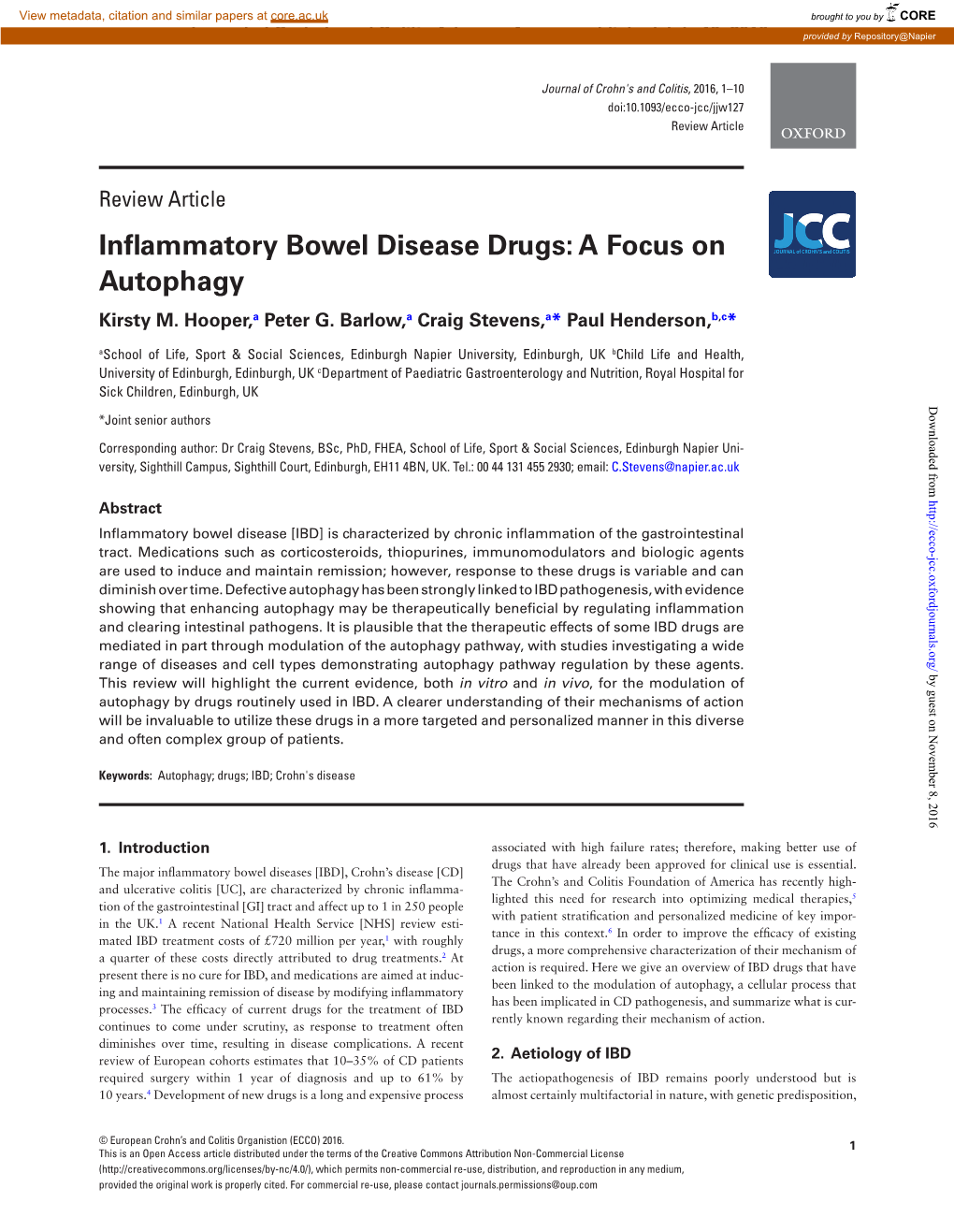 Inflammatory Bowel Disease Drugs: a Focus on Autophagy Kirsty M