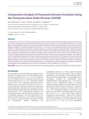 Comparative Analysis of Oomycete Genome Evolution Using the Oomycete Gene Order Browser (OGOB)