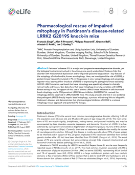 Pharmacological Rescue of Impaired Mitophagy in Parkinson's Disease