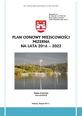 Plan Odnowy Miejscowości Mizerna Na Lata 2016 – 2022