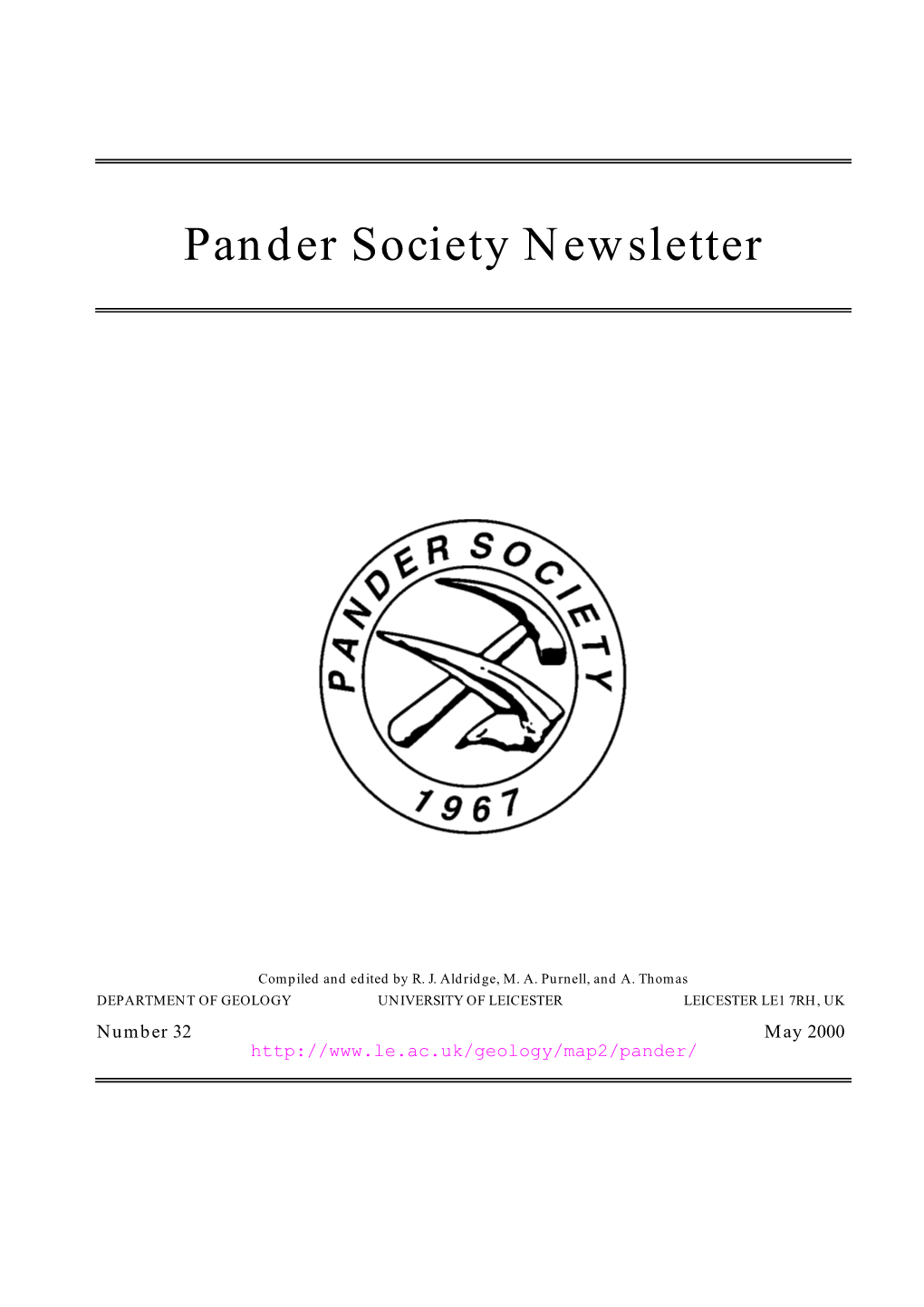 Pander Society Newsletter