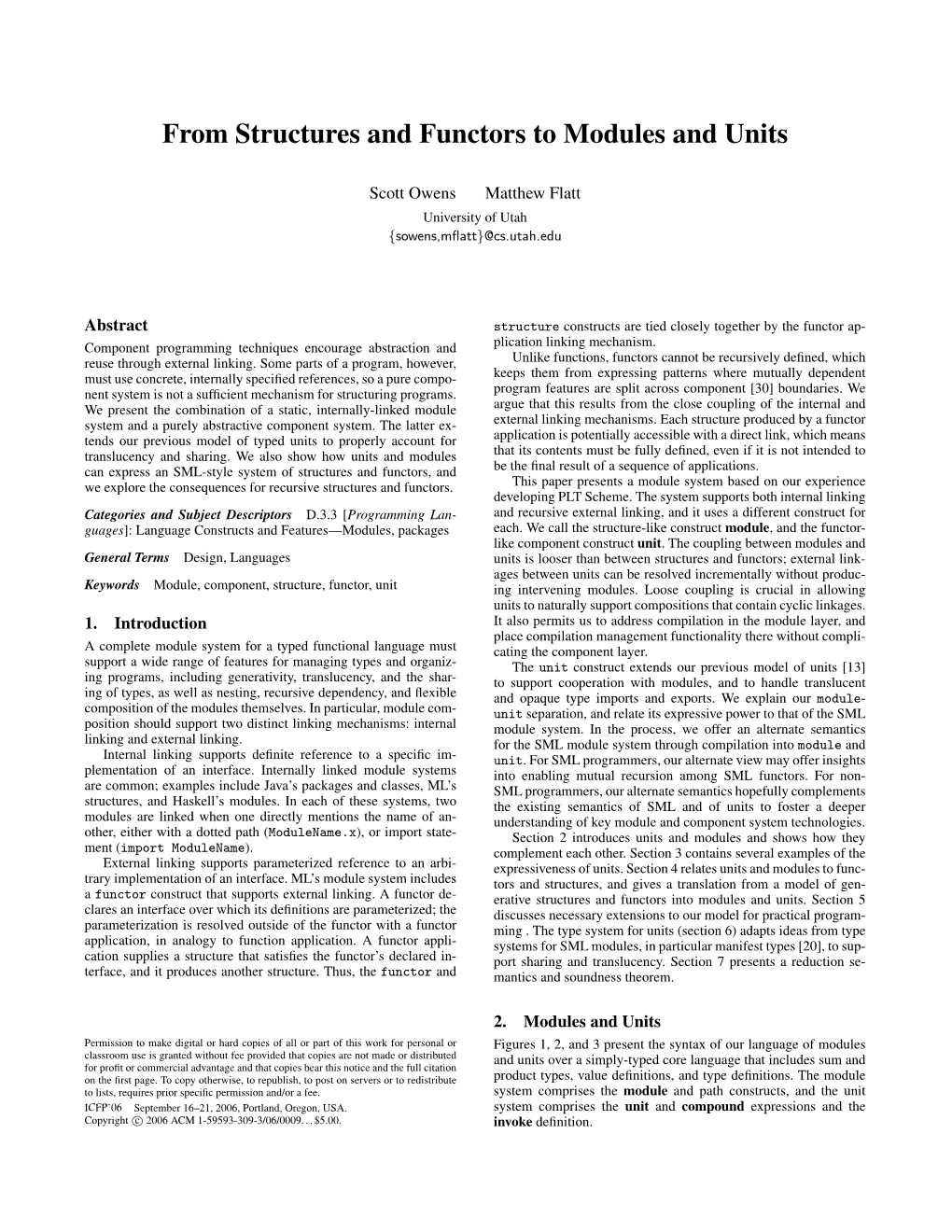 From Structures and Functors to Modules and Units