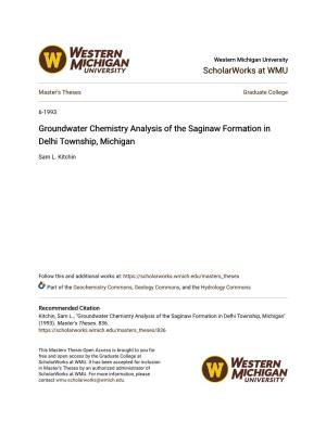 Groundwater Chemistry Analysis of the Saginaw Formation in Delhi Township, Michigan