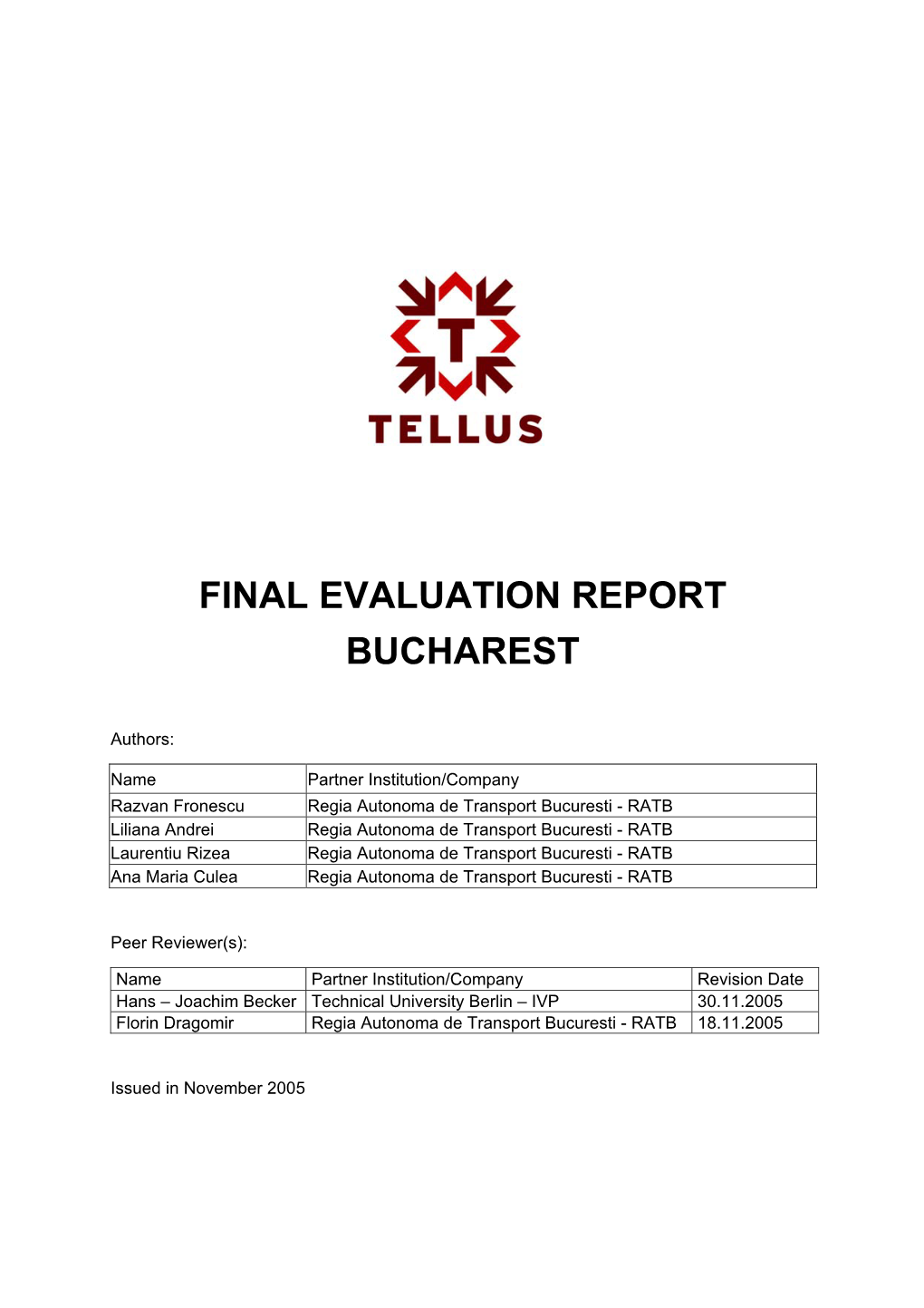 Final Evaluation Report Bucharest