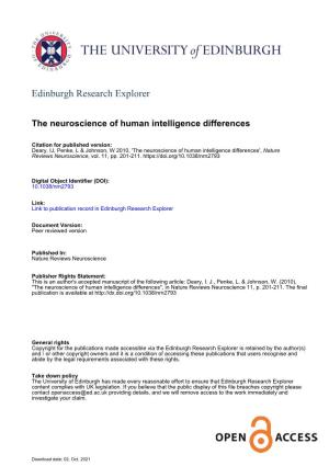 The Neuroscience of Human Intelligence Differences