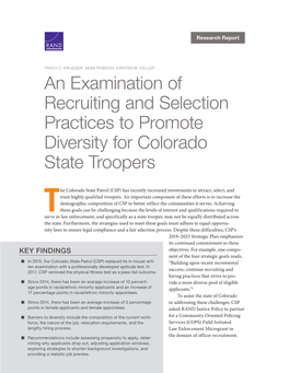 An Examination of Recruiting and Selection Practices to Promote Diversity for Colorado State Troopers