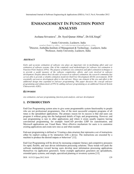 Enhancement in Function Point Analysis