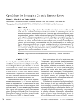 Open Mouth Jaw Locking in a Cat and a Literature Review Hsuan, L., Biller, D