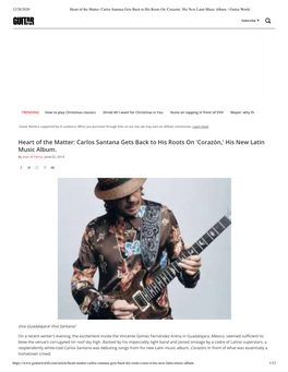 Carlos Santana Gets Back to His Roots on 'Corazón,' His New Latin Music Album
