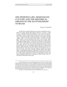 Democratic Culture and the Historical Origins of the Scottish Right to Roam