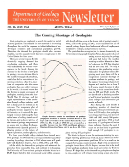 Department of Geology Newsletter No. 10, July 1961