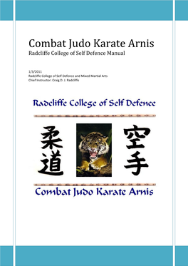 Combat Judo Karate Arnis Radcliffe College of Self Defence Manual