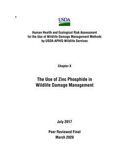 The Use of Zinc Phosphide in Wildlife Damage Management