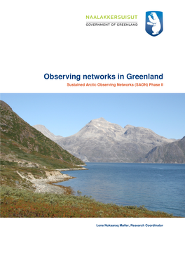 Observing Networks in Greenland Sustained Arctic Observing Networks (SAON) Phase II