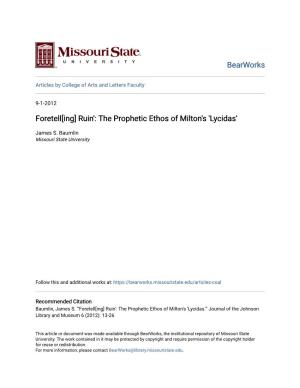 The Prophetic Ethos of Milton's 'Lycidas'