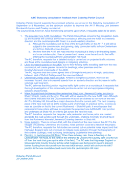 A417 Statutory Consultation Feedback from Coberley Parish Council