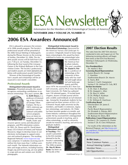 2006 ESA Awardees Announced