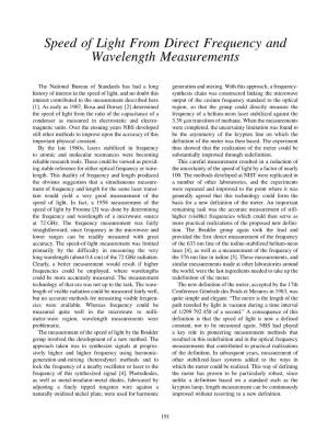 Speed of Light from Direct Frequency and Wavelength Measurements