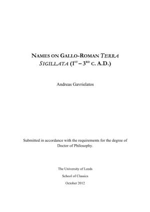 Names on Gallo-Roman Terra Sigillata (1St – 3Rd C