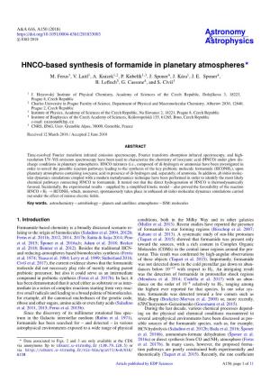 HNCO-Based Synthesis of Formamide in Planetary Atmospheres? M